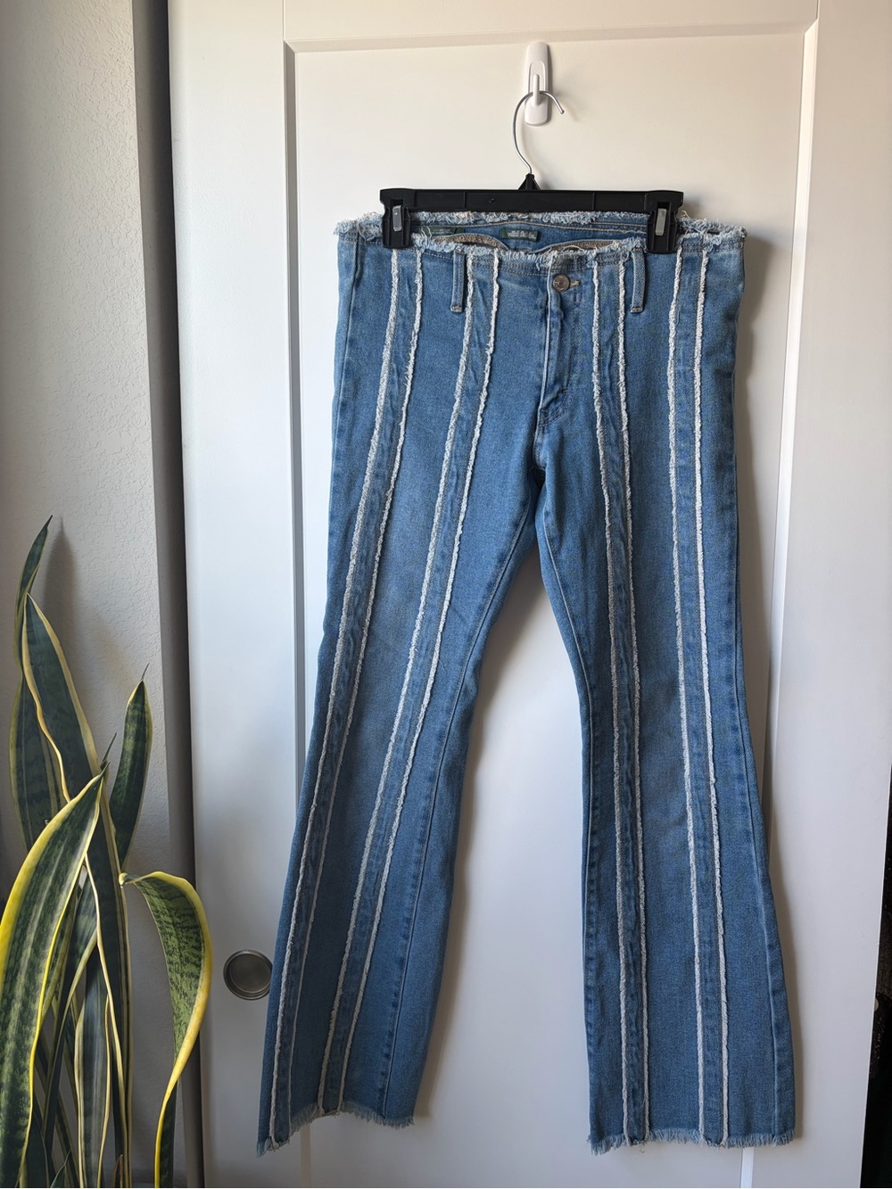 Wild Fable Vertical Frayed-Stripe Flare Jeans